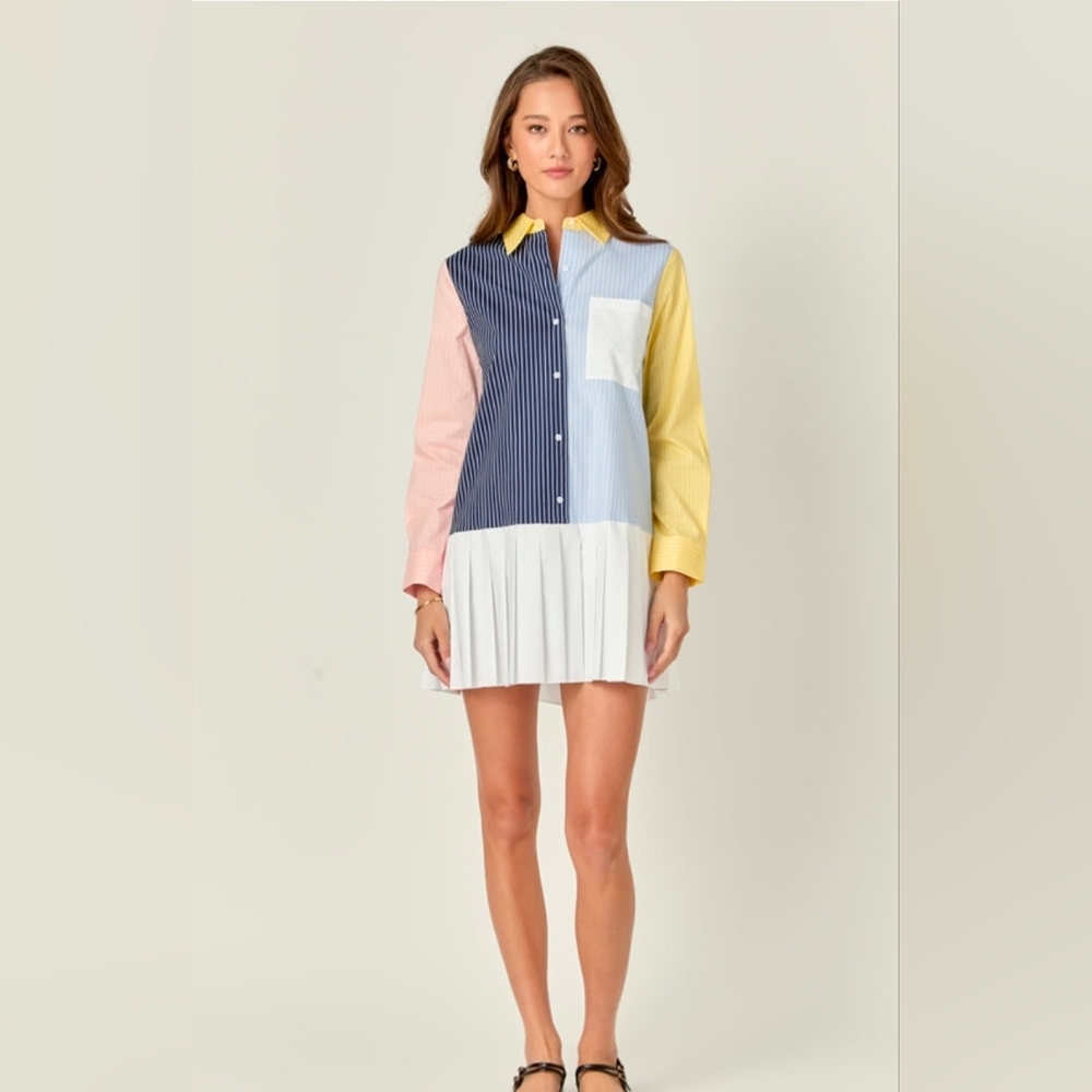 English Factory Pleated Mini Dress